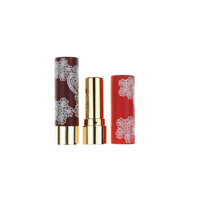 Jinze Cosmetic Lipstick Tube For Plastic Red And Gold With White Round Color Screen Printing Lipstick Packaging
